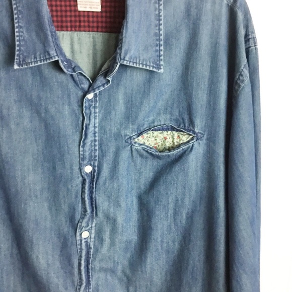 Scotch & Soda Denim Jacket Shirt Size XXL With Floral Pocket Womens - Picture 2 of 5